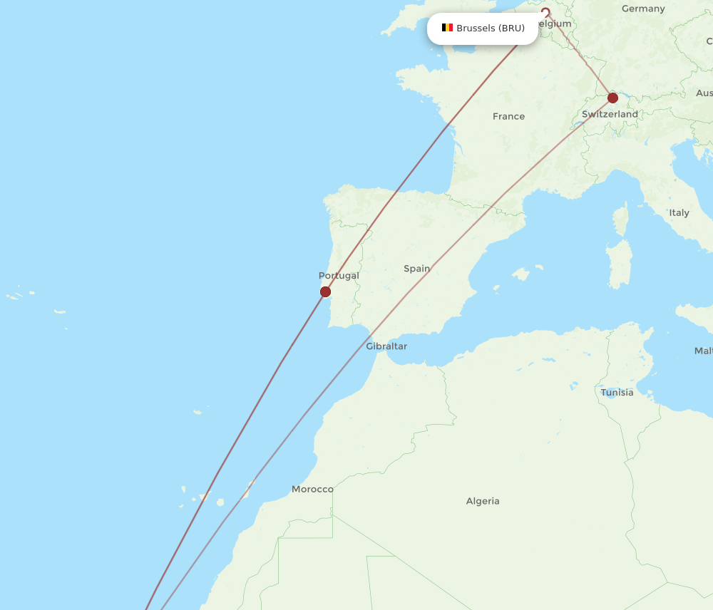 BRU-SID flight routes