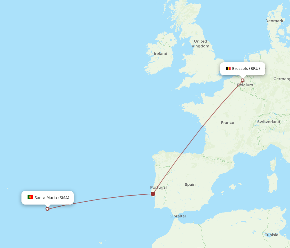 BRU-SMA flight routes