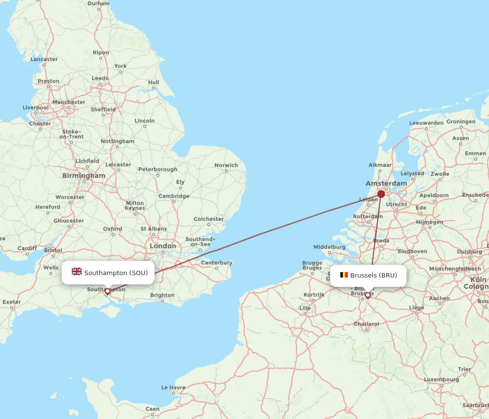 BRU-SOU flight routes