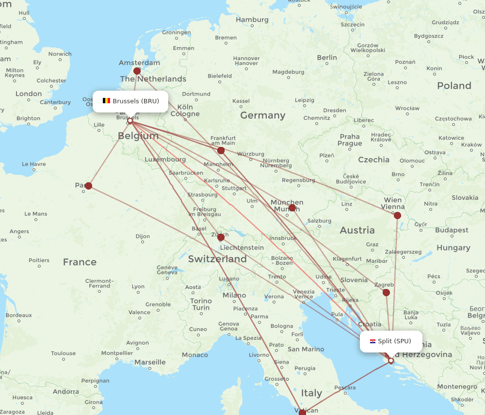 BRU-SPU flight routes
