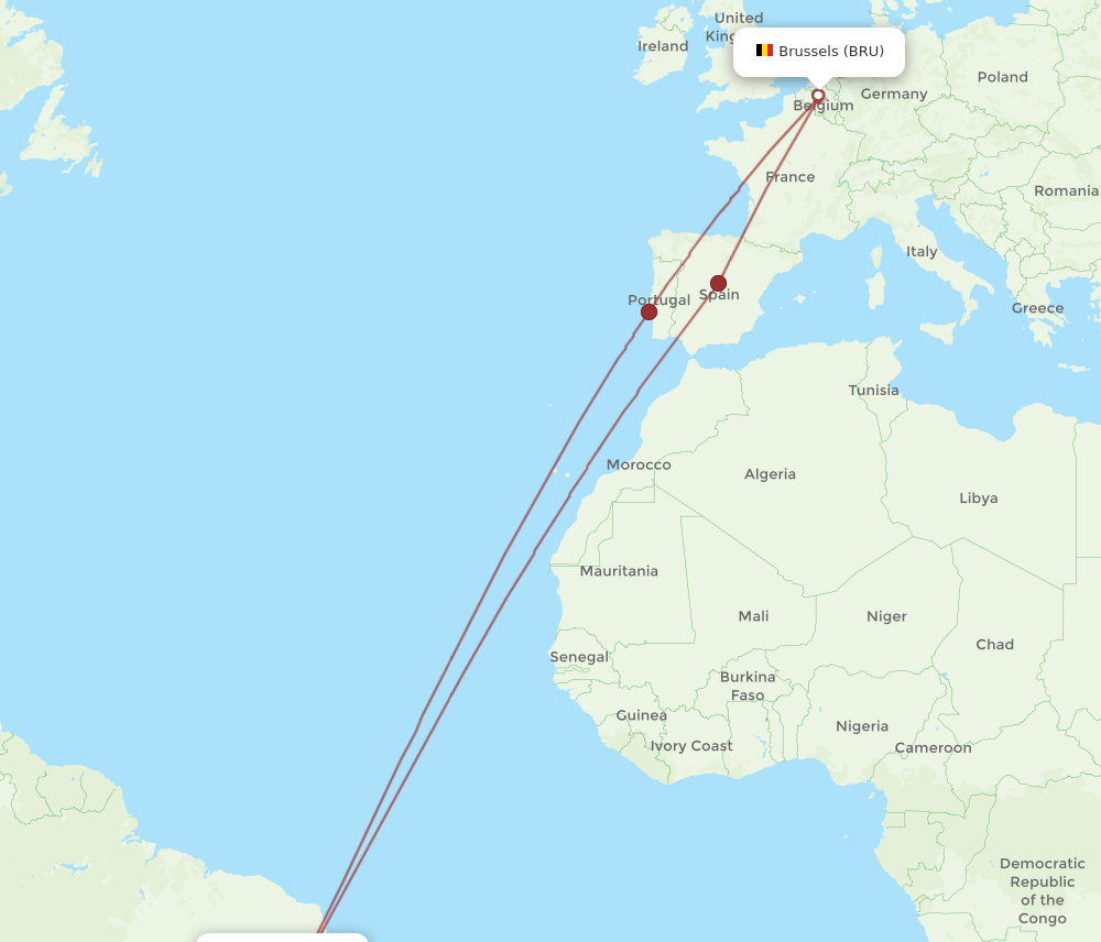 BRU-SSA flight routes