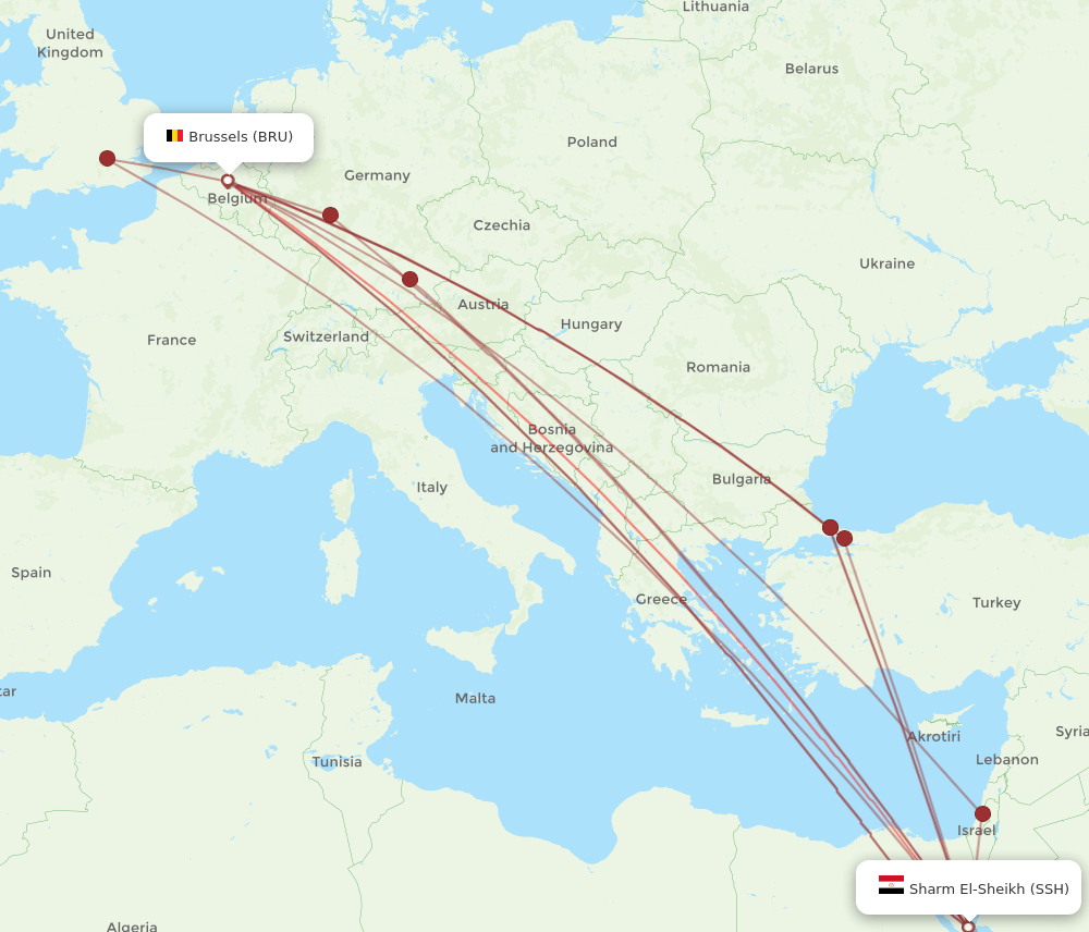 BRU-SSH flight routes