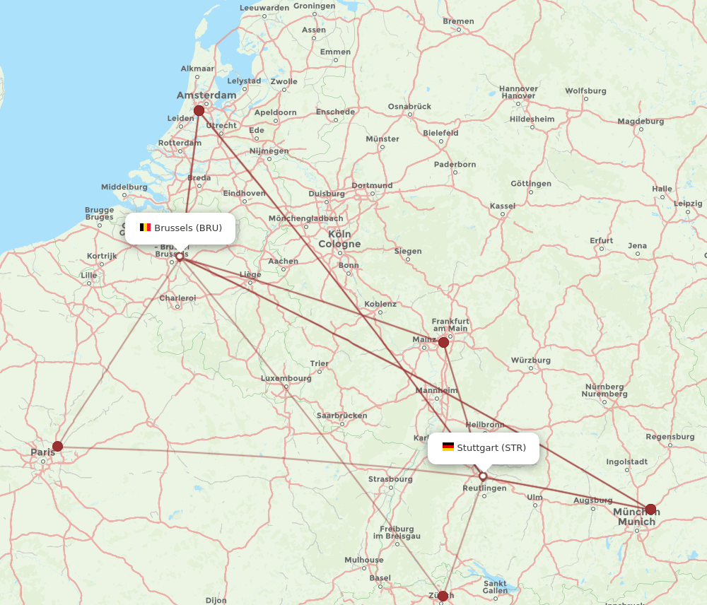 BRU-STR flight routes
