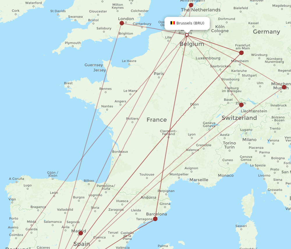 BRU to SVQ flights and routes map