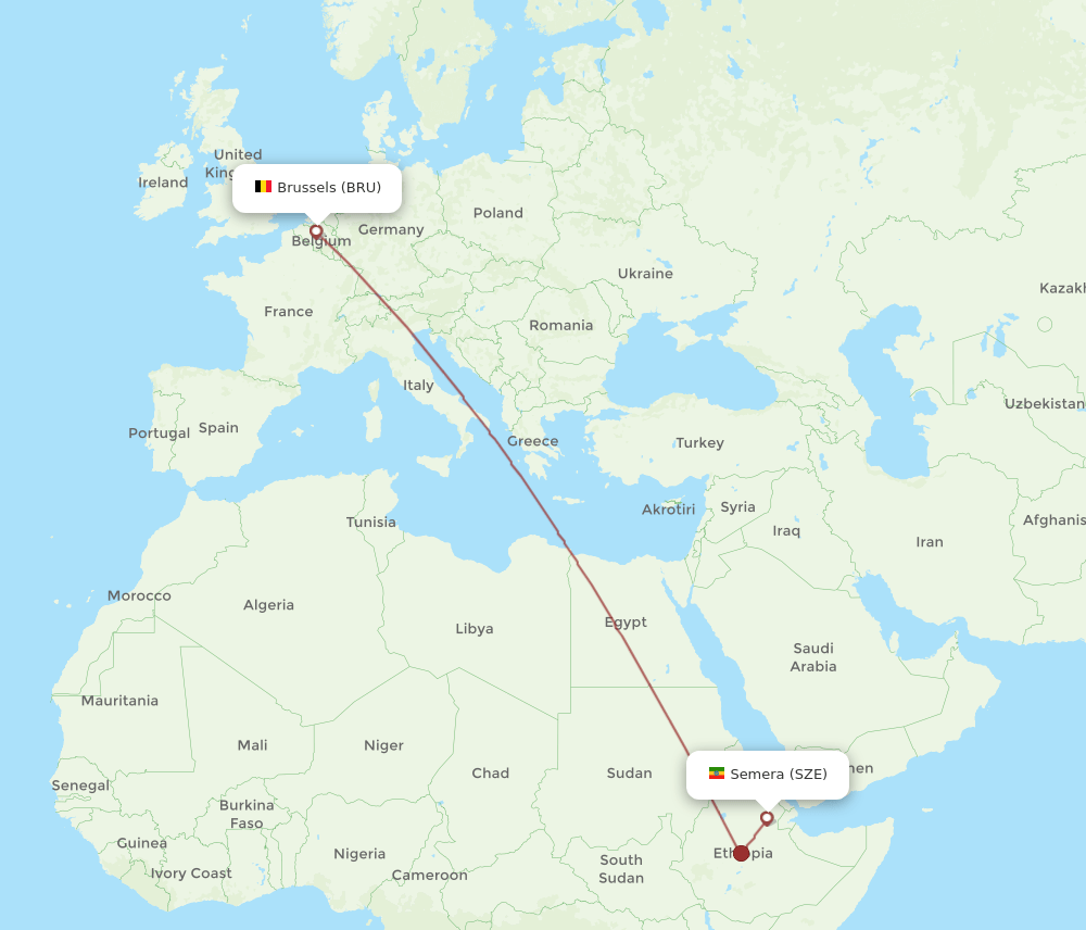 BRU-SZE flight routes