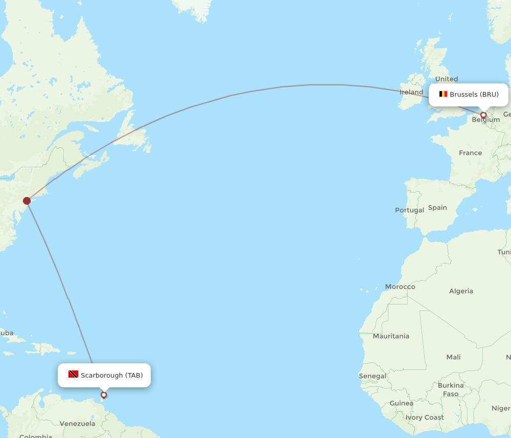 BRU-TAB flight routes