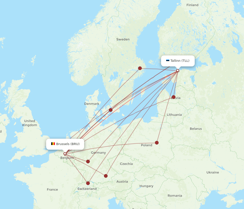BRU-TLL flight routes