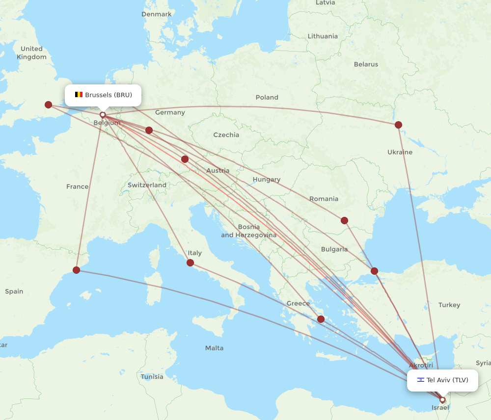 BRU-TLV flight routes