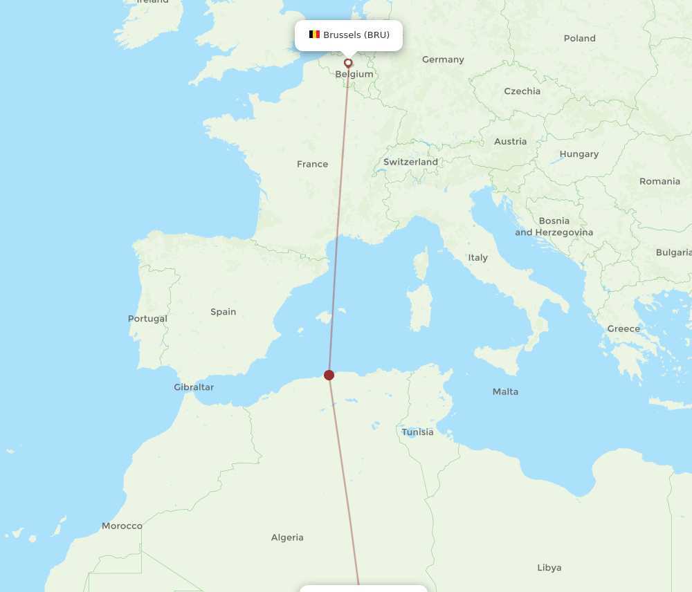 BRU-TMR flight routes