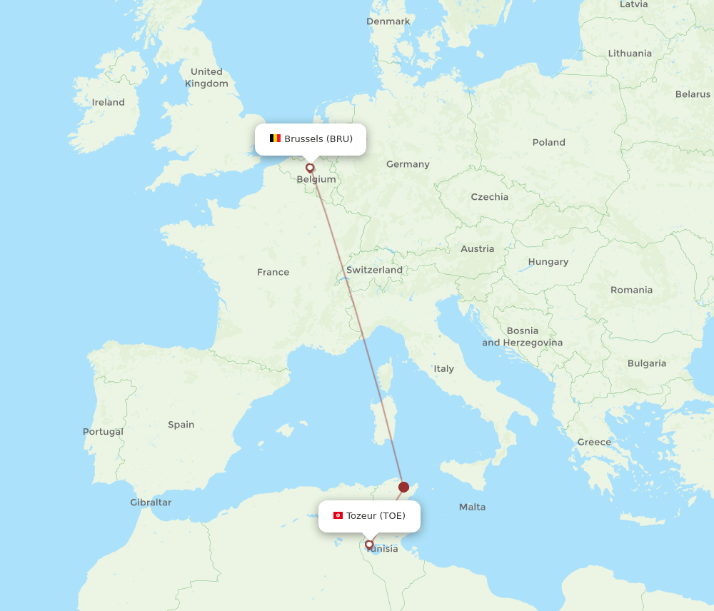 BRU-TOE flight routes