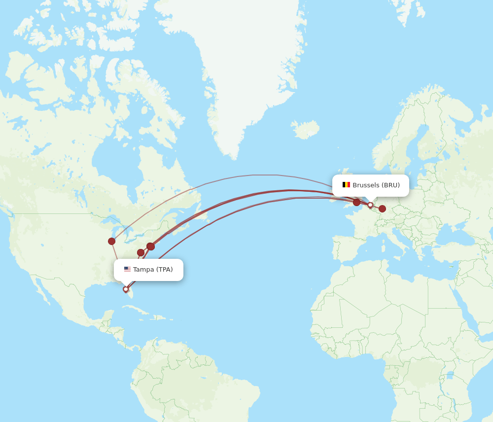 BRU-TPA flight routes
