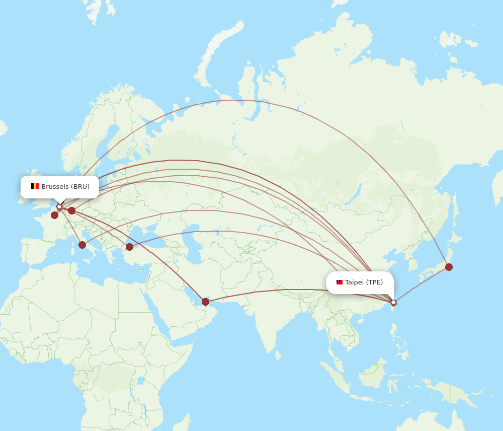 BRU-TPE flight routes