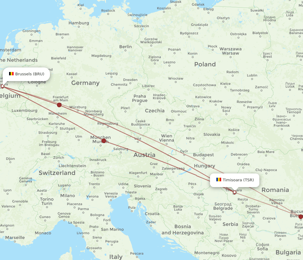 BRU-TSR flight routes