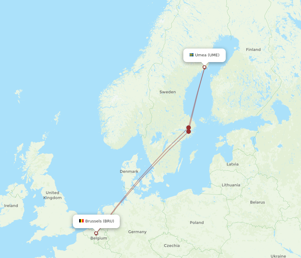 BRU-UME flight routes