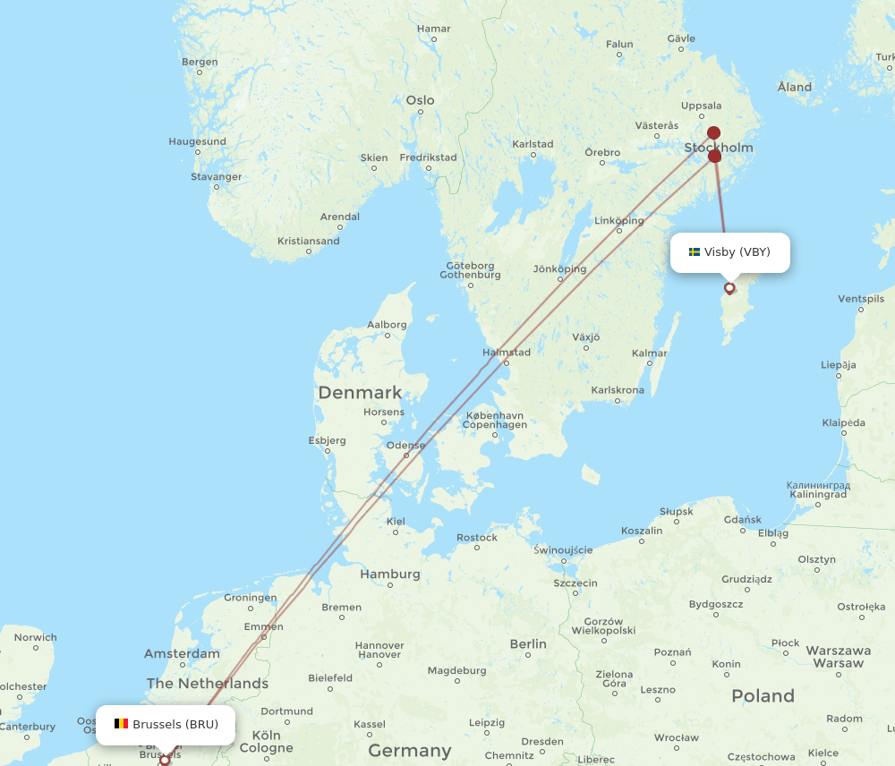 BRU-VBY flight routes