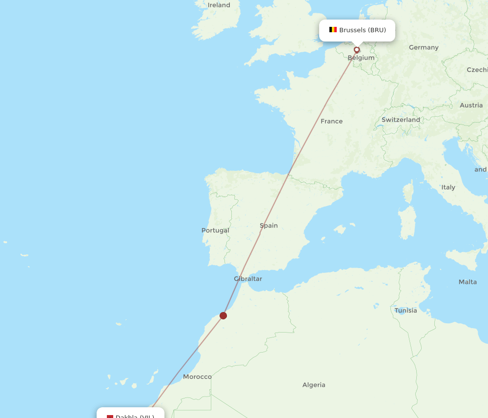 BRU-VIL flight routes