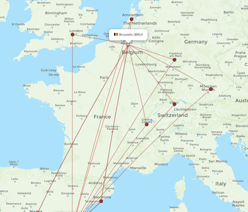 BRU to VLC flights and routes map