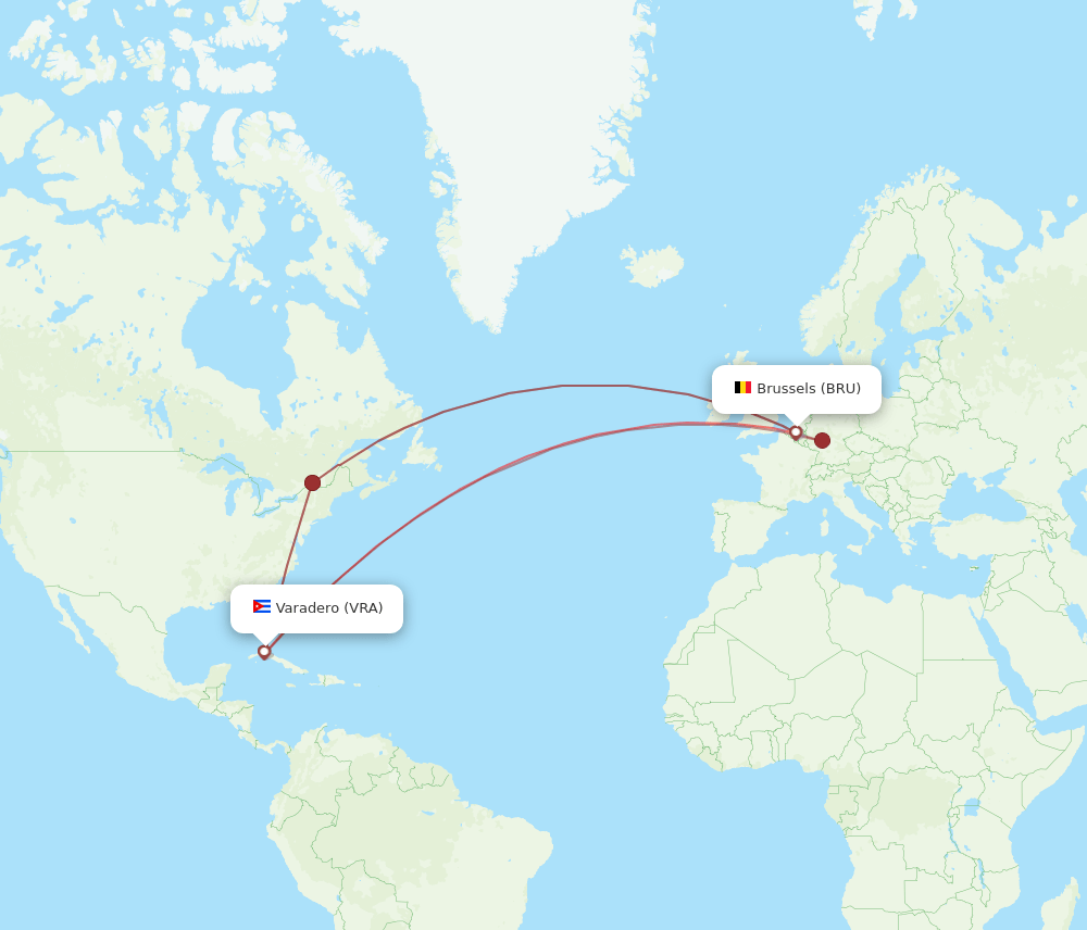 BRU-VRA flight routes