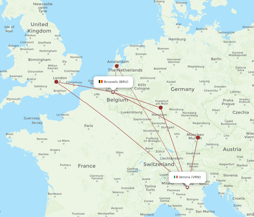BRU-VRN flight routes