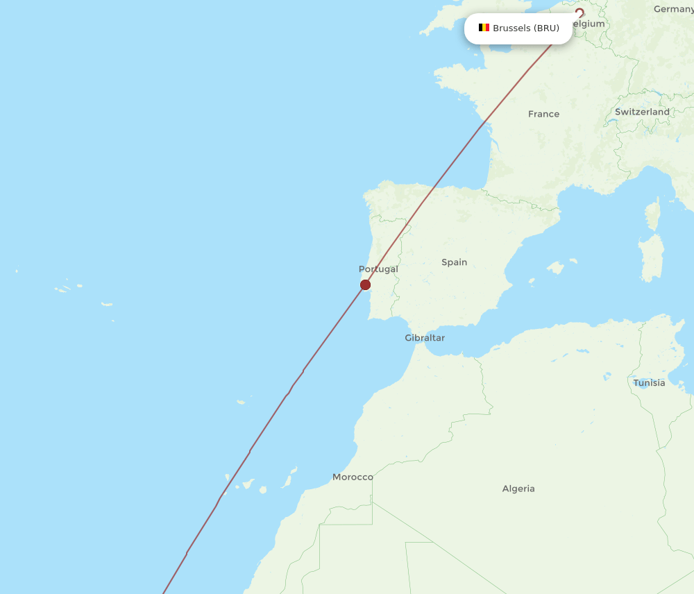 BRU-VXE flight routes