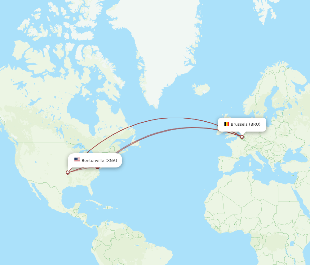 BRU-XNA flight routes