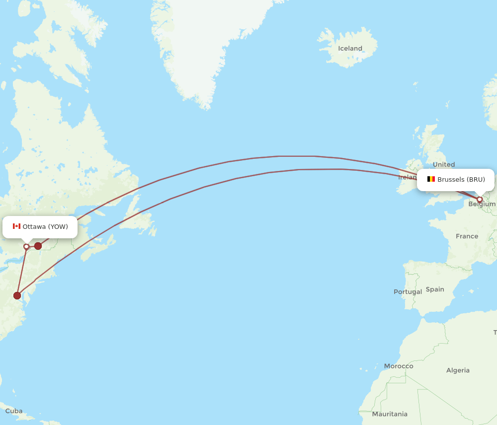 BRU-YOW flight routes