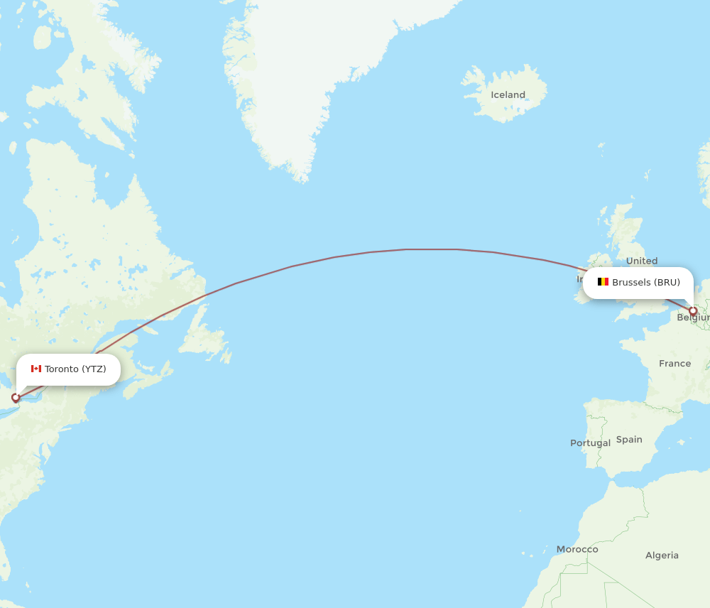 BRU-YTZ flight routes