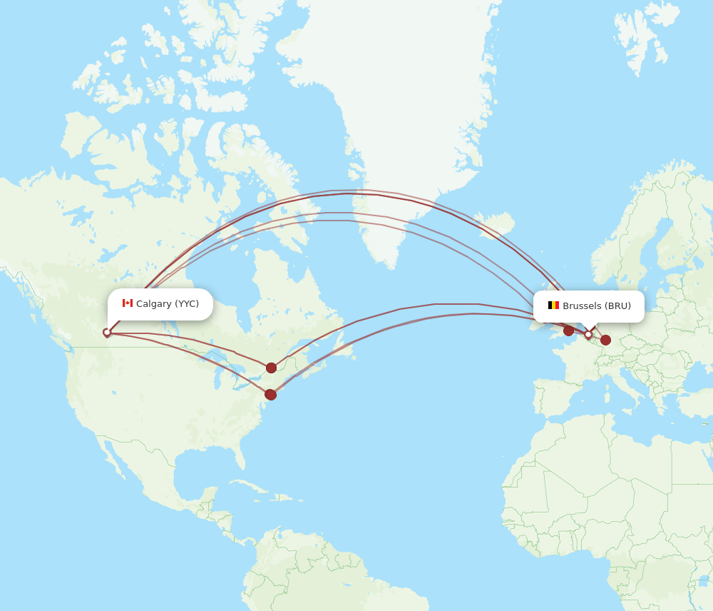 BRU-YYC flight routes