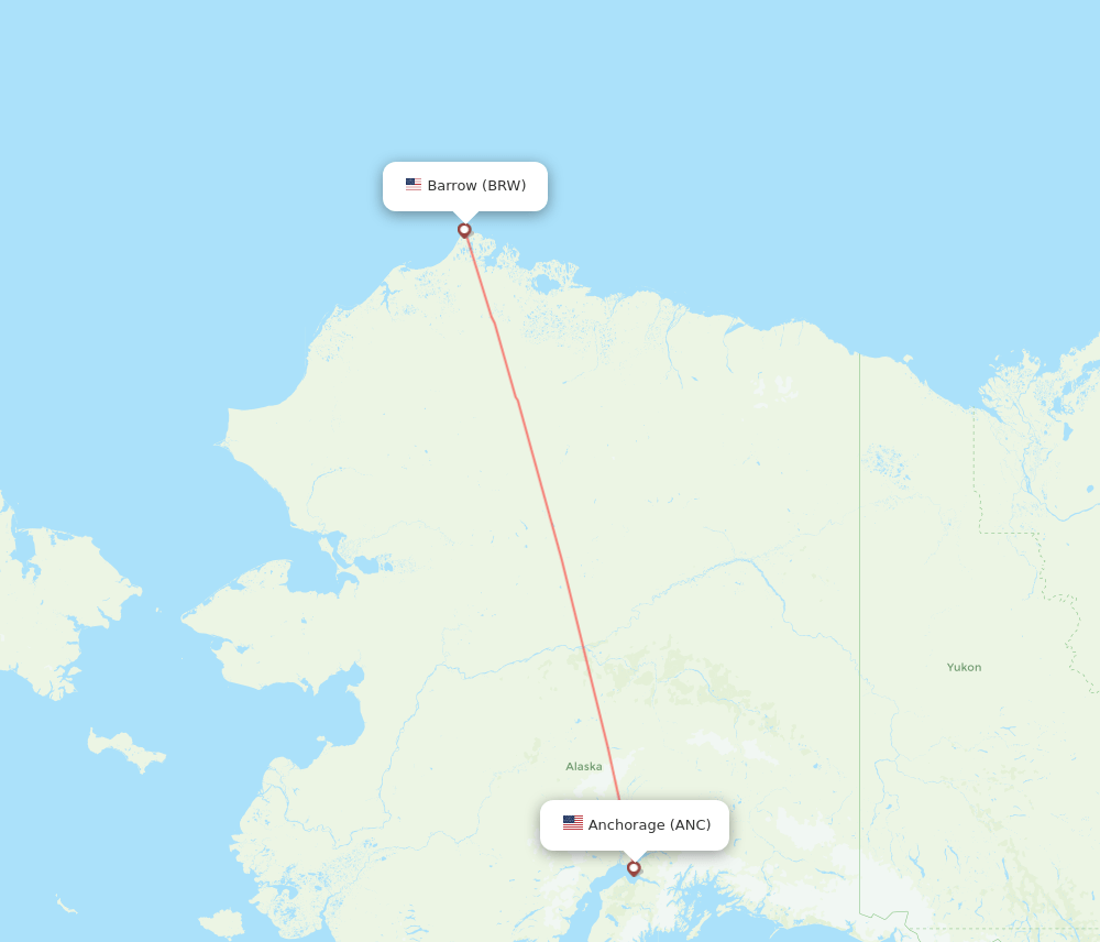 Utqiagvik Barrow - Anchorage route map and flight paths