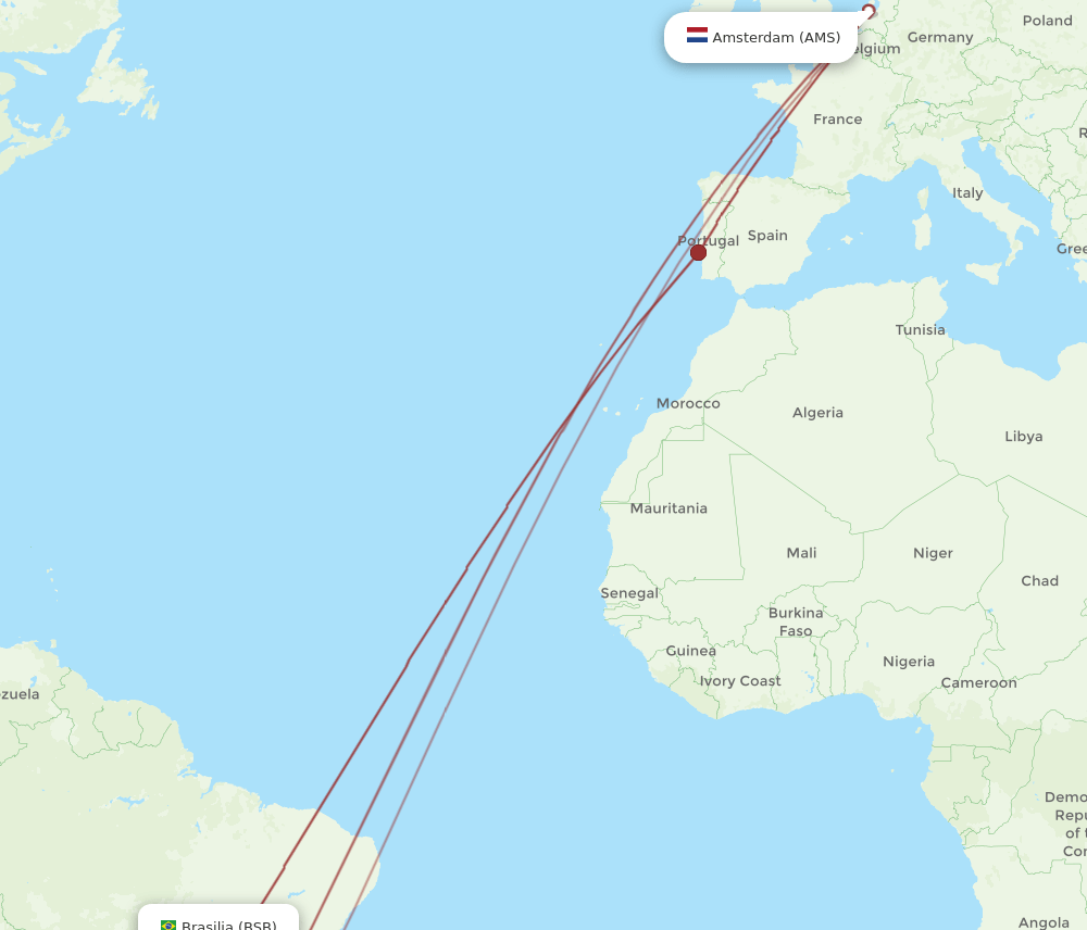 BSB-AMS flight routes