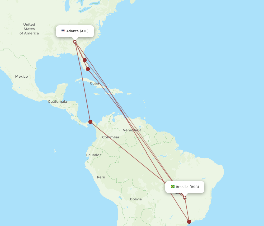 BSB to ATL flights and routes map