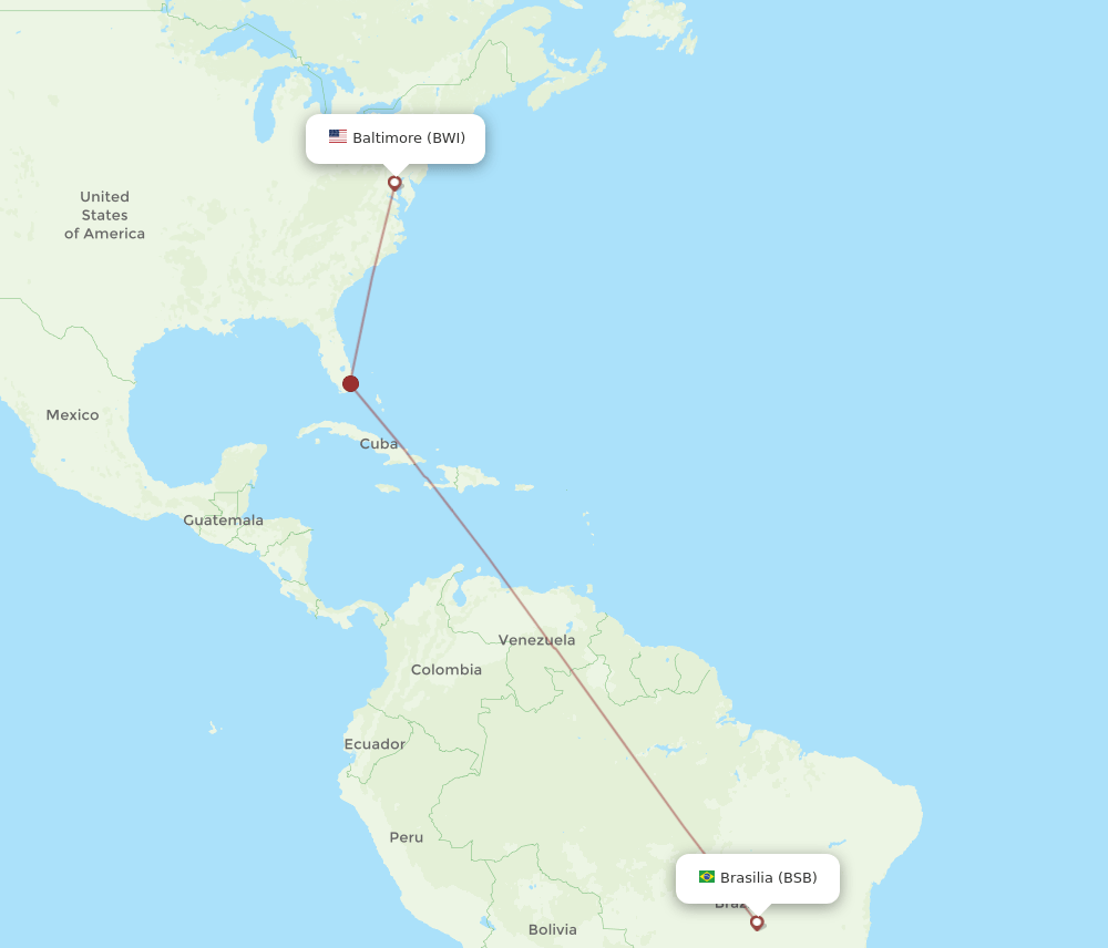 BSB-BWI flight routes