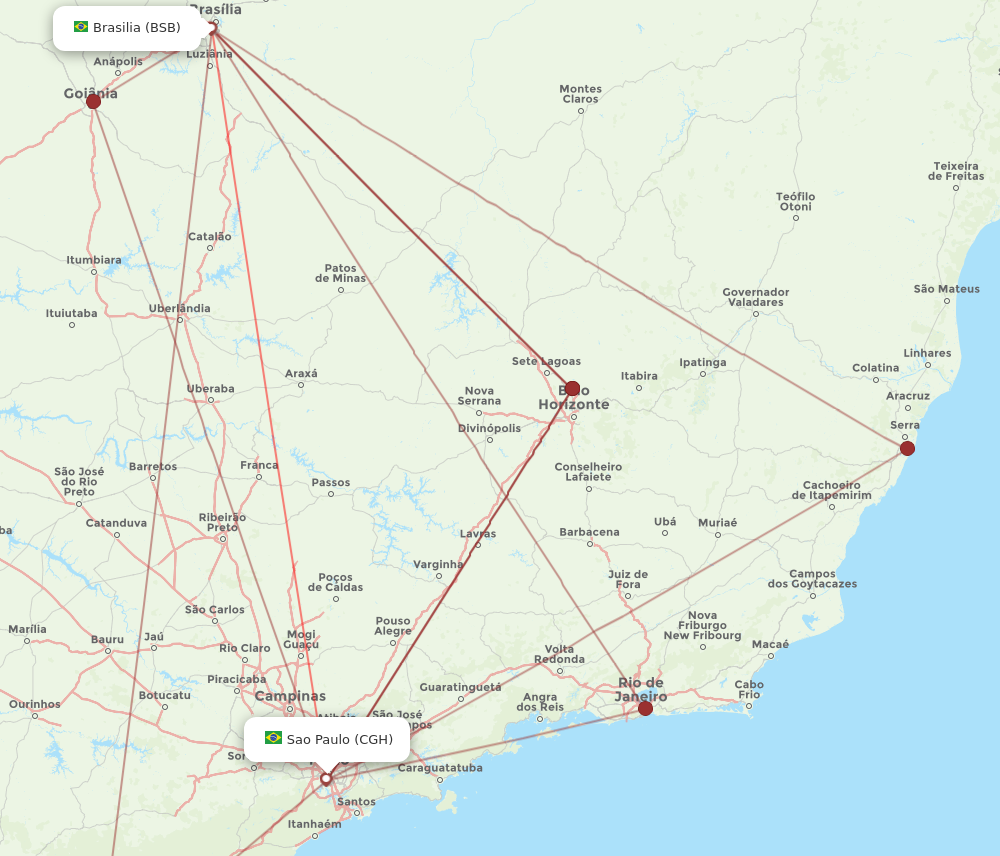 BSB to CGH flights and routes map