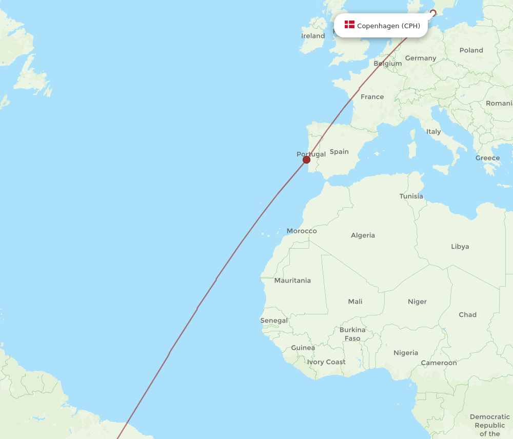 BSB to CPH flights and routes map