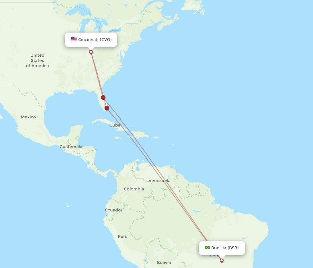 BSB-CVG flight routes