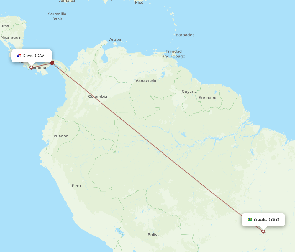 DAV to BSB flights and routes map