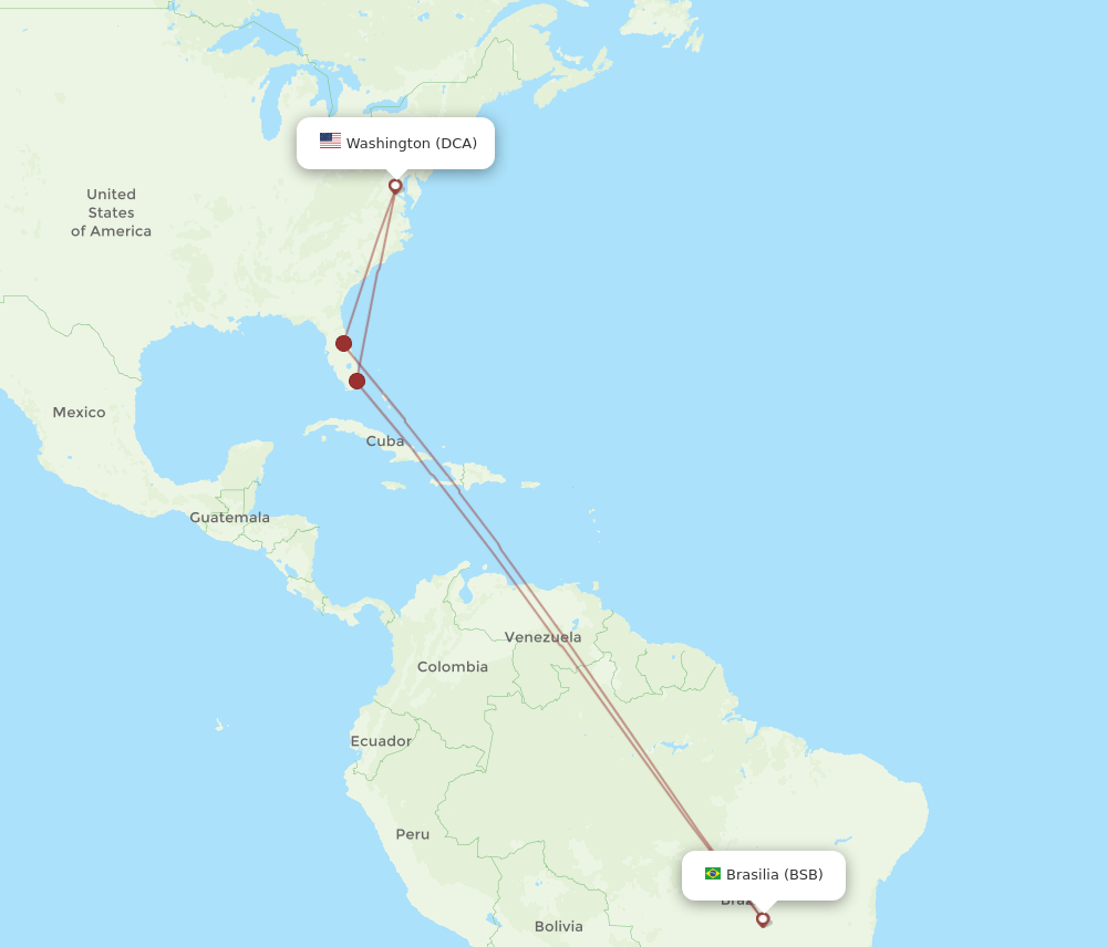 BSB-DCA flight routes