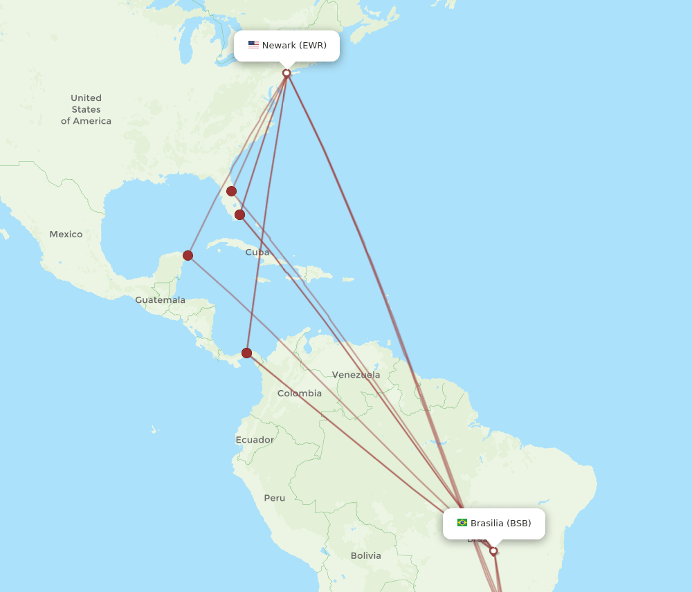 BSB-EWR flight routes