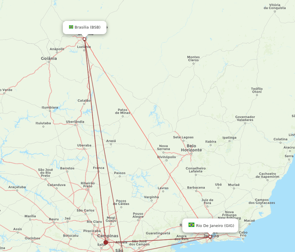 BSB to GIG flights and routes map