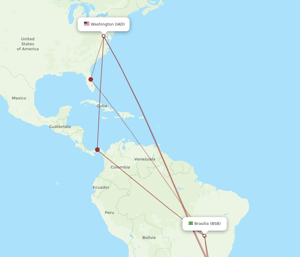 BSB-IAD flight routes