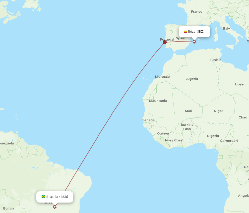BSB to IBZ flights and routes map