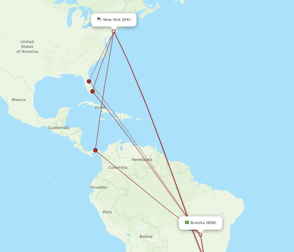 BSB-JFK flight routes