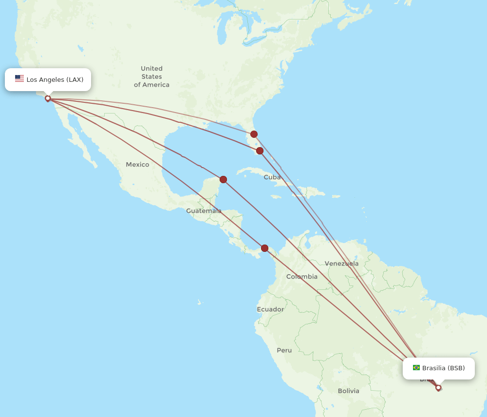 BSB-LAX flight routes