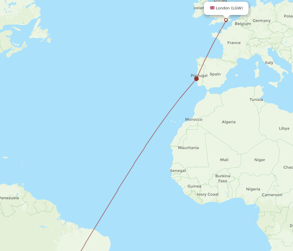 BSB-LGW flight routes