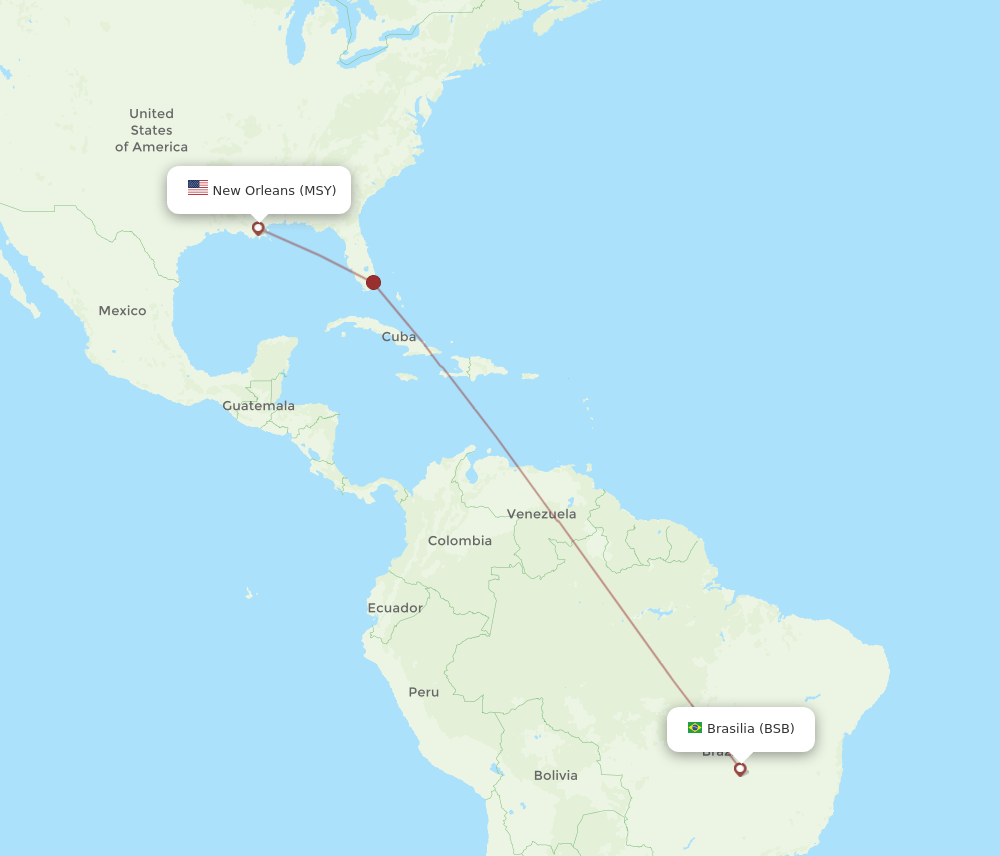 BSB to MSY flights and routes map