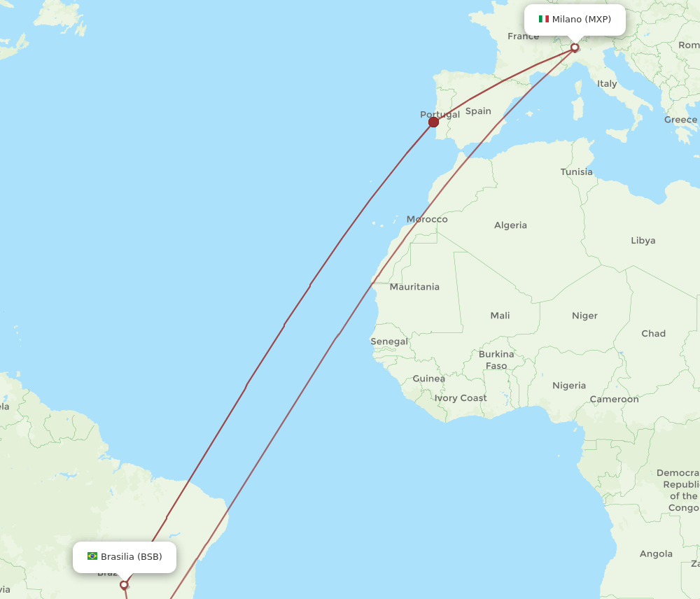 BSB-MXP flight routes