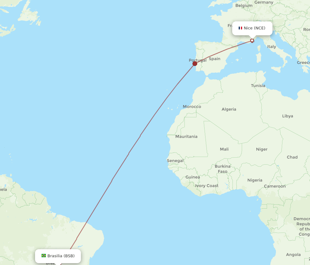 BSB-NCE flight routes
