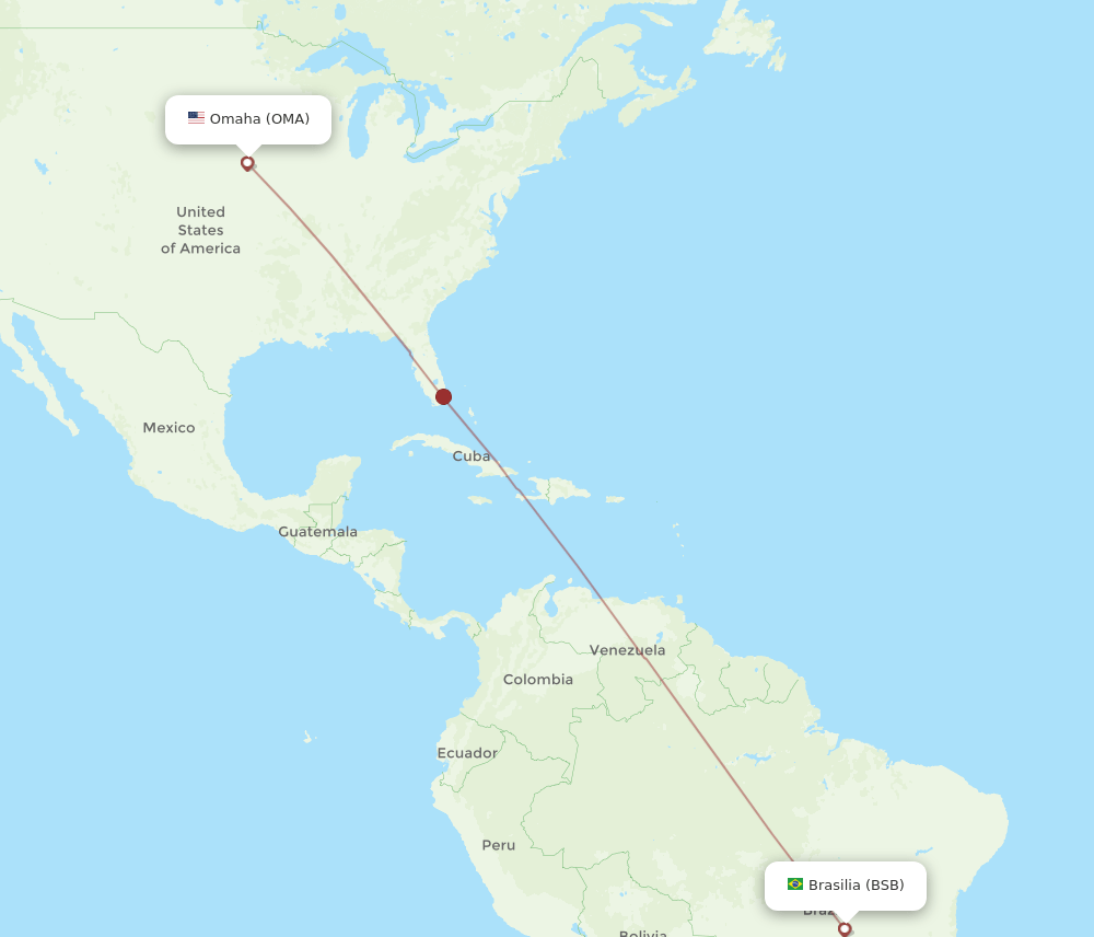 OMA to BSB flights and routes map