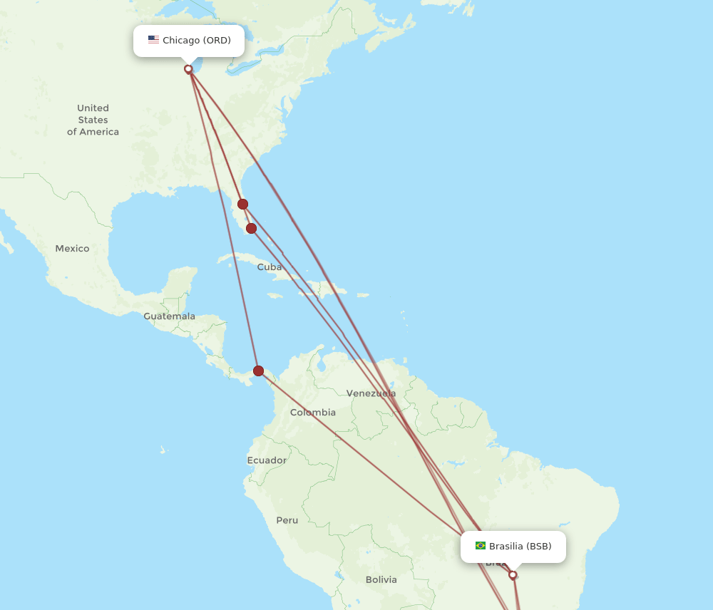 BSB-ORD flight routes