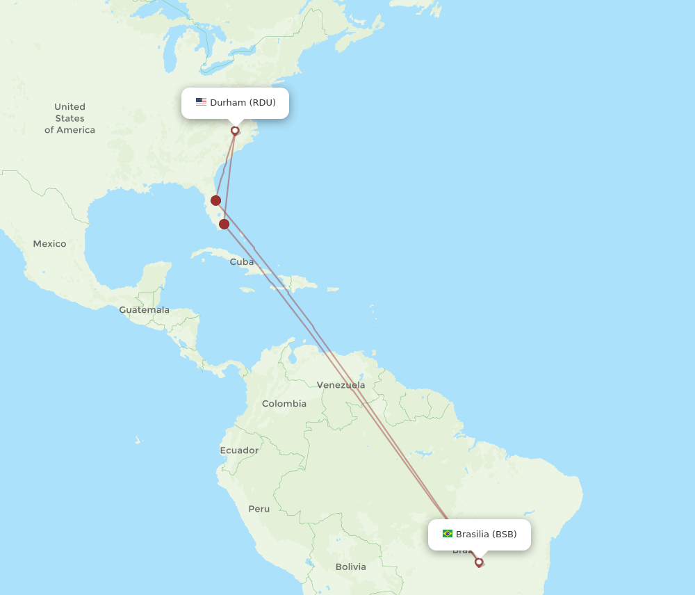 BSB-RDU flight routes